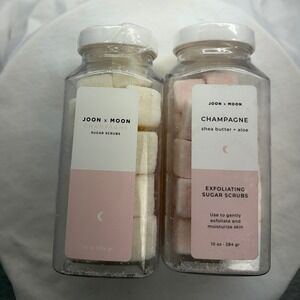 Joon x Moon Champagne Exfoliating Sugar Scrub Cubes Shea Butter Aloe 2 Jars 10oz